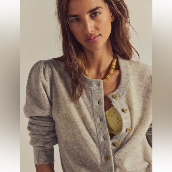 NWT Free People Sloane Cashmere Light Gray Cardigan - S - Picture 3 of 9